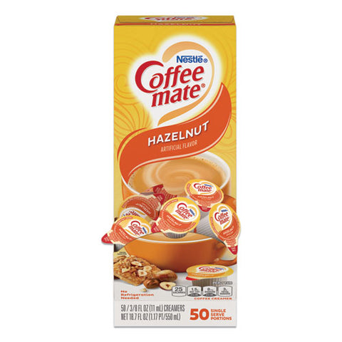 Liquid Coffee Creamer, Hazelnut, 0.38 Oz Mini Cups, 50/box, 4 Boxes/carton