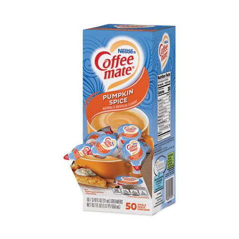 Liquid Coffee Creamer, Pumpkin Spice, 0.38 Oz Mini Cups, 50/box, 4 Boxes/carton