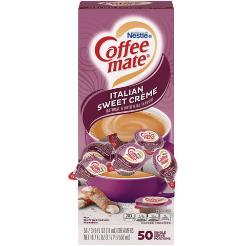 Liquid Coffee Creamer, Italian Sweet Creme, 0.38 Oz Mini Cups, 50/box, 4 Boxes/carton