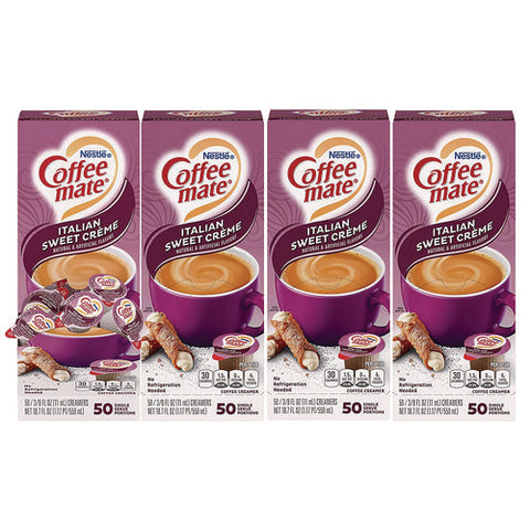 Liquid Coffee Creamer, Italian Sweet Creme, 0.38 Oz Mini Cups, 50/box, 4 Boxes/carton