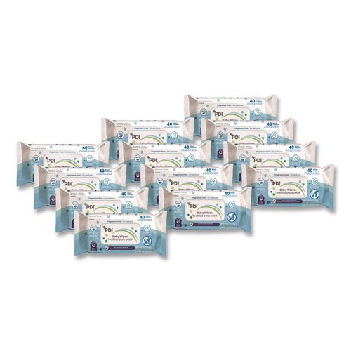 Baby Wipes, 1-ply, 6.7 X 8, Fragrance-free, White, 40/pack, 12 Packs/carton
