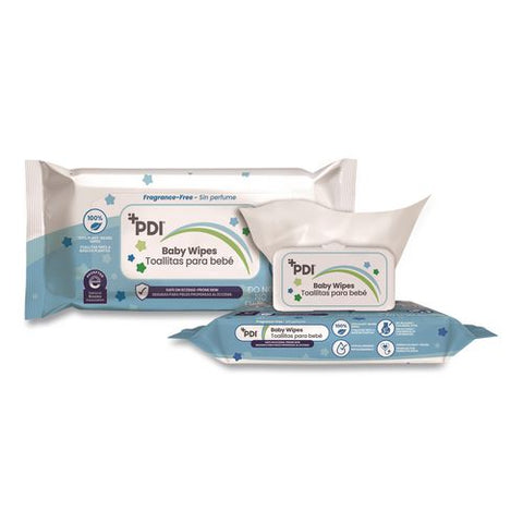 Baby Wipes, 1-ply, 6.7 X 8, Fragrance-free, White, 40/pack, 12 Packs/carton