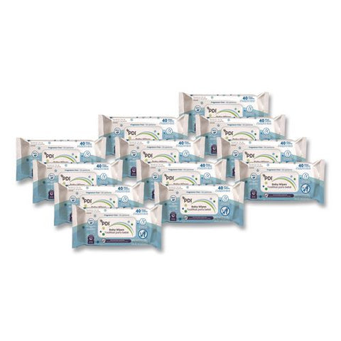 Baby Wipes, 1-ply, 6.7 X 8, Fragrance-free, White, 40/pack, 12 Packs/carton