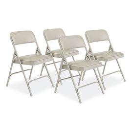 1200 Series Premium Vinyl Dual-hinge Folding Chair, Supports Up To 500lb, 17.75" Seat Height, Warm Gray, 4/carton