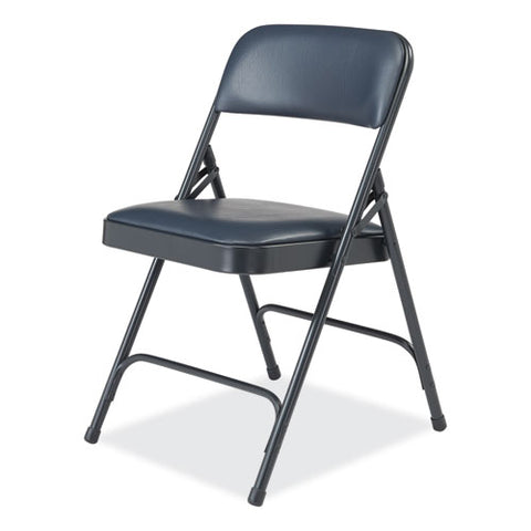 1200 Series Vinyl Dual-hinge Folding Chair, Supports Up To 500 Lb, 17.75" Seat Height, Dark Midnight Blue, 4/carton