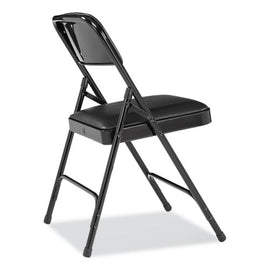 1200 Series Premium Vinyl Dual-hinge Folding Chair, Supports Up To 500 Lb, 17.75" Seat Height, Caviar Black, 4/carton