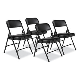 1200 Series Premium Vinyl Dual-hinge Folding Chair, Supports Up To 500 Lb, 17.75" Seat Height, Caviar Black, 4/carton