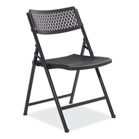 Airflex Series Premium Poly Folding Chair, Supports Up To 1,000 Lb, 17.25" Seat Height, Black, 4/carton