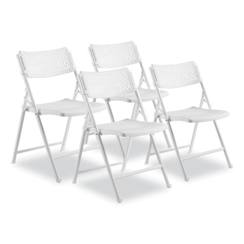 Airflex Series Premium Poly Folding Chair, Supports Up To 1,000 Lb, 17.25" Seat Height, White Seat/back/base, 4/carton