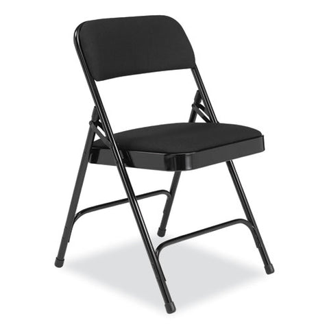 2200 Series Fabric Dual-hinge Folding Chair, Supports 500 Lb, Midnight Black Seat/back, Black Base, 4/carton