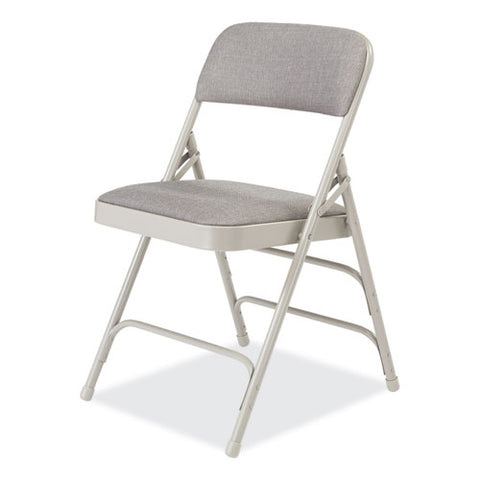 2300 Series Fabric Triple Brace Double Hinge Premium Folding Chair, Supports Up To 500 Lb, Greystone, 4/carton