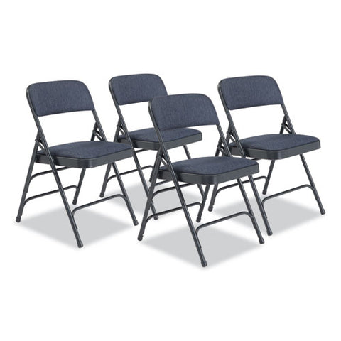 2300 Series Deluxe Fabric Upholstered Triple Brace Folding Chair, Supports Up To 500 Lb, Imperial Blue, 4/carton