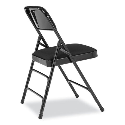 2300 Series Fabric Upholstered Triple Brace Premium Folding Chair, Supports Up To 500 Lb, Midnight Black, 4/carton