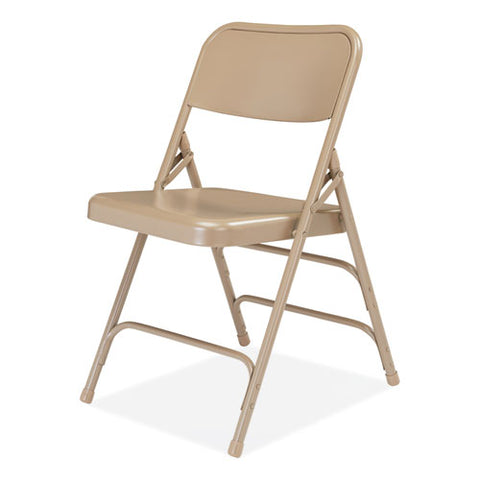 300 Series Deluxe All-steel Triple Brace Folding Chair, Supports Up To 480 Lb, 17.25" Seat Height, Beige, 4/carton