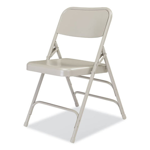 300 Series Deluxe All-steel Triple Brace Folding Chair, Supports Up To 480 Lb, 17.25" Seat Height, Gray, 4/carton