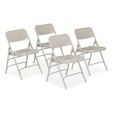 300 Series Deluxe All-steel Triple Brace Folding Chair, Supports Up To 480 Lb, 17.25" Seat Height, Gray, 4/carton