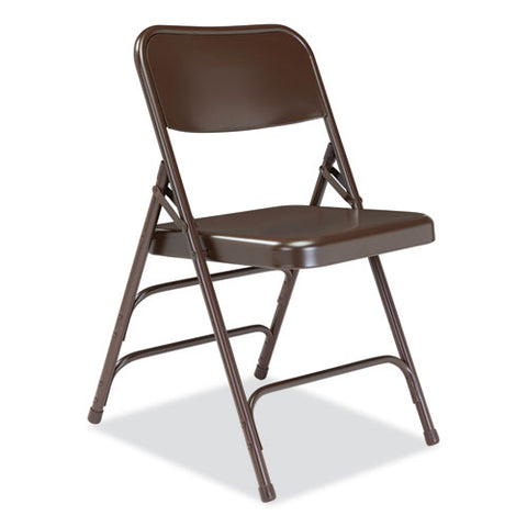 300 Series Deluxe All-steel Triple Brace Folding Chair, Supports Up To 480 Lb, 17.25" Seat Height, Brown, 4/carton