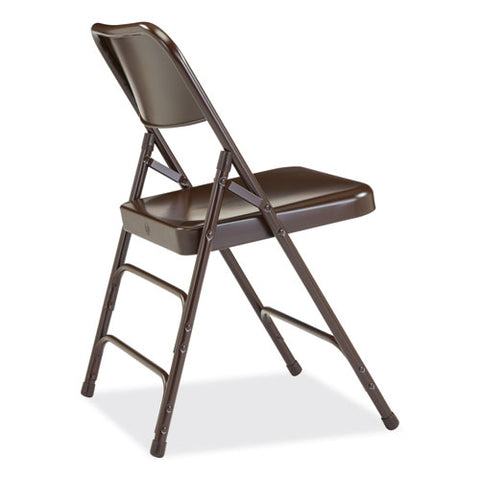 300 Series Deluxe All-steel Triple Brace Folding Chair, Supports Up To 480 Lb, 17.25" Seat Height, Brown, 4/carton