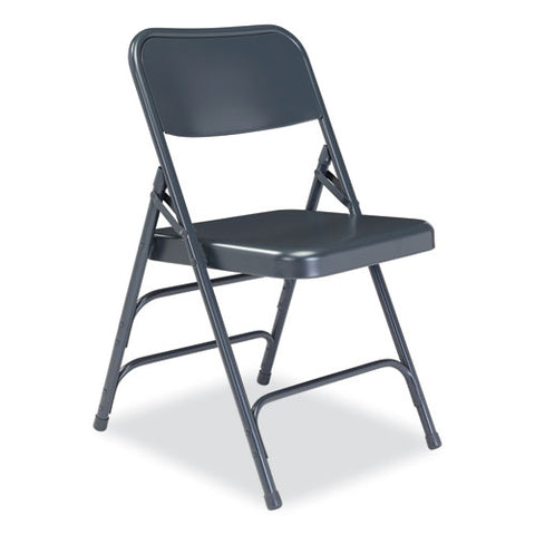 300 Series Deluxe All-steel Triple Brace Folding Chair, Supports Up To 480 Lb, 17.25" Seat Height, Blue, 4/carton