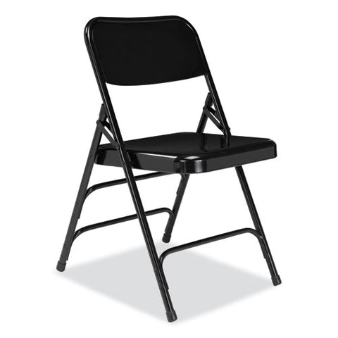 300 Series Deluxe All-steel Triple Brace Folding Chair, Supports Up To 480 Lb, 17.25" Seat Height, Black, 4/carton