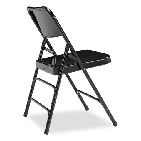 300 Series Deluxe All-steel Triple Brace Folding Chair, Supports Up To 480 Lb, 17.25" Seat Height, Black, 4/carton