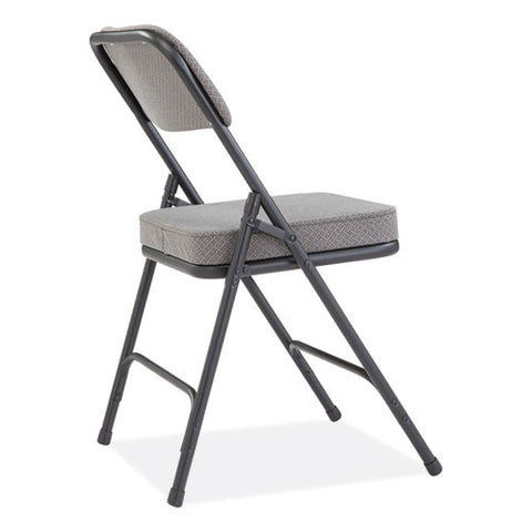 3200 Series Fabric Dual-hinge Folding Chair, Supports Up To 300 Lb, Charcoal Seat, Charocoal Back, Black Base, 2/carton