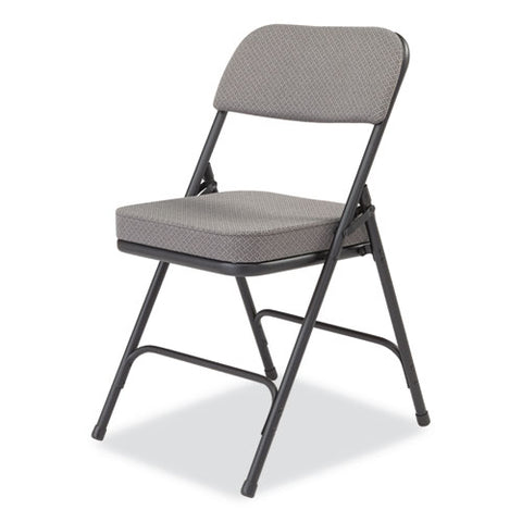 3200 Series Fabric Dual-hinge Folding Chair, Supports Up To 300 Lb, Charcoal Seat, Charocoal Back, Black Base, 2/carton