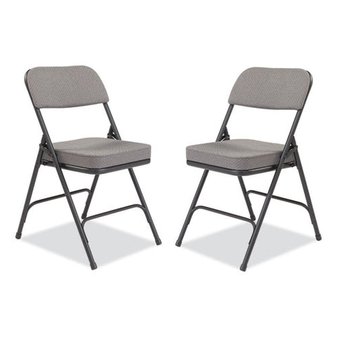 3200 Series Fabric Dual-hinge Folding Chair, Supports Up To 300 Lb, Charcoal Seat, Charocoal Back, Black Base, 2/carton