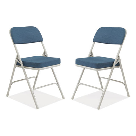 3200 Series Fabric Dual-hinge Folding Chair, Supports Up To 300 Lb, Regal Blue Seat, Regal Blue Back, Gray Base, 2/carton