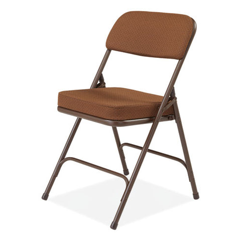 3200 Series Premium Fabric Dual-hinge Folding Chair, Supports Up To 300 Lb, Gold Seat, Gold Back, Brown Base, 2/carton