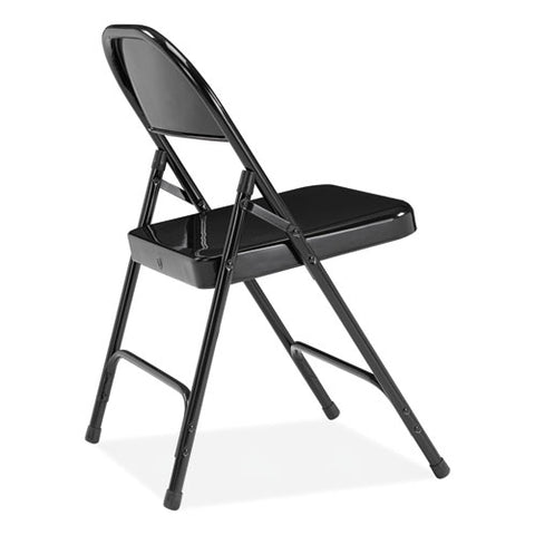 50 Series All-steel Folding Chair, Supports Up To 500 Lb, 16.75" Seat Height, Black Seat, Black Back, Black Base, 4/carton