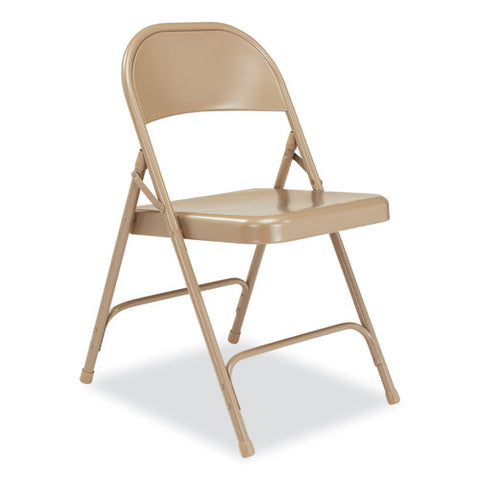 50 Series All-steel Folding Chair, Supports Up To 500 Lb, 16.75" Seat Height, Beige Seat, Beige Back, Beige Base, 4/carton