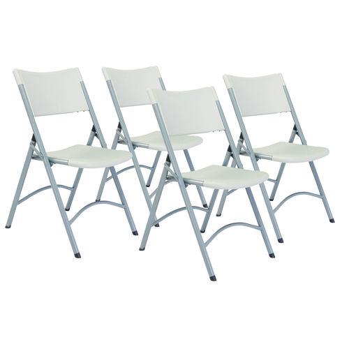 600 Series Heavy Duty Plastic Folding Chair, Supports Up To 500 Lb, 18" Seat Height, Gray Seat/back/base, 4/carton