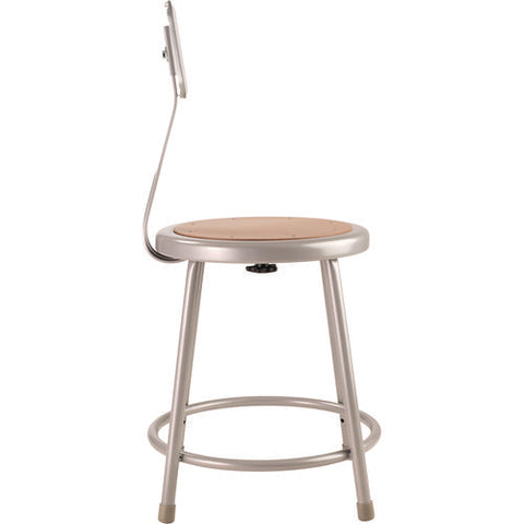 6200 Series Heavy Duty Steel Stool With Backrest, Supports Up To 500 Lb, 18" Seat Height, Brown Seat, Gray Back/base