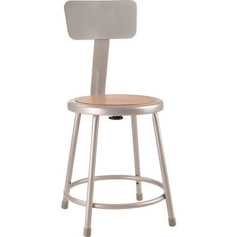 6200 Series Heavy Duty Steel Stool With Backrest, Supports Up To 500 Lb, 18" Seat Height, Brown Seat, Gray Back/base