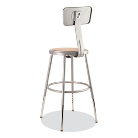 6200 Series 19" To 27" Height Adjustable Heavy Duty Stool With Backrest, Supports 500 Lb, Brown Seat, Gray Back, Gray Base