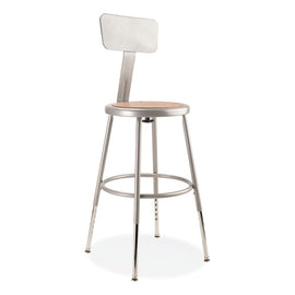 6200 Series 19" To 27" Height Adjustable Heavy Duty Stool With Backrest, Supports 500 Lb, Brown Seat, Gray Back, Gray Base