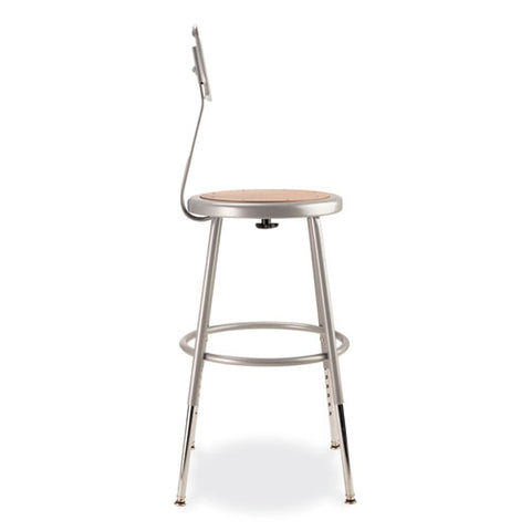 6200 Series 19" To 27" Height Adjustable Heavy Duty Stool With Backrest, Supports 500 Lb, Brown Seat, Gray Back, Gray Base