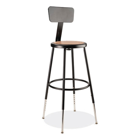 6200 Series 25" To 33" Height Adjustable Heavy Duty Stool With Backrest, Supports Up To 500 Lb, Brown Seat, Black Base