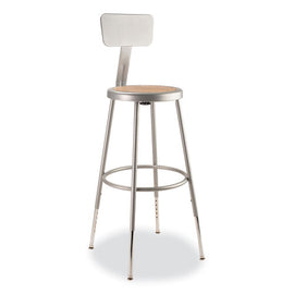 6200 Series 25" To 33" Height Adjustable Heavy Duty Stool With Backrest, Supports Up To 500 Lb, Brown Seat, Gray Base