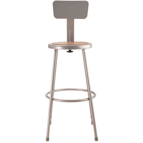 6200 Series Heavy Duty Steel Stool With Backrest, Supports Up To 500 Lb, 30" Seat Height, Brown Seat, Gray Back/base