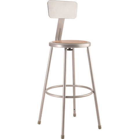 6200 Series Heavy Duty Steel Stool With Backrest, Supports Up To 500 Lb, 30" Seat Height, Brown Seat, Gray Back/base