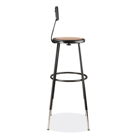 6200 Series 32"-39" Height Adjustable Heavy Duty Stool With Backrest, Supports Up To 500 Lb, Brown Seat, Black Base