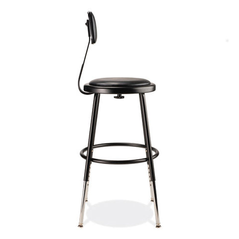 6400 Series Height Adjustable Heavy Duty Vinyl Steel Stool With Backrest, Supports 300 Lb, 19" To 27" Seat Height, Black