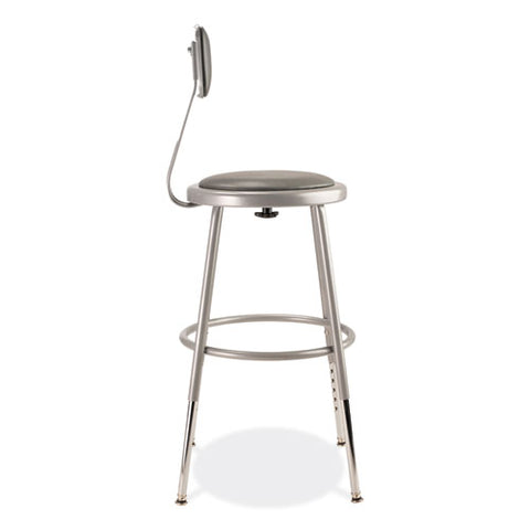 6400 Series Height Adjustable Heavy Duty Padded Stool With Backrest, Supports Up To 300 Lb, 19" To 27" Seat Height, Gray