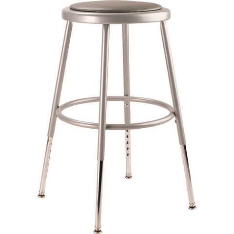 6400 Series Height Adjustable Hd Vinyl Padded Steel Stool, Backless, Supports 500 Lb, 18.5"-26.5" Seat Height, Gray Seat/base