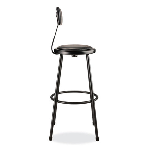 6400 Series Heavy Duty Vinyl Padded Stool With Backrest, Supports 300 Lb, 30" Seat Height, Black Seat/back/base