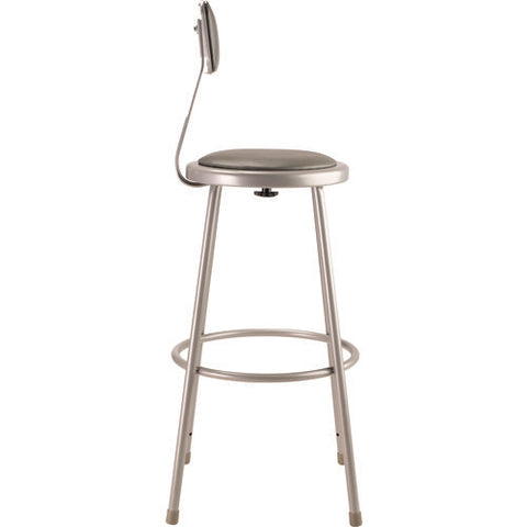 6400 Series Heavy Duty Vinyl Padded Stool With Backrest, Supports 500 Lb, 30" Seat Height, Gray Seat, Gray Back, Gray Base