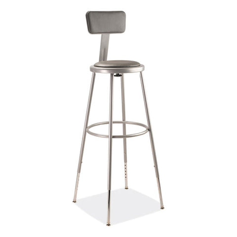 6400 Series Height Adjustable Heavy Duty Padded Stool With Backrest, Supports 300 Up To Lb, 32" To 39" Seat Height, Gray