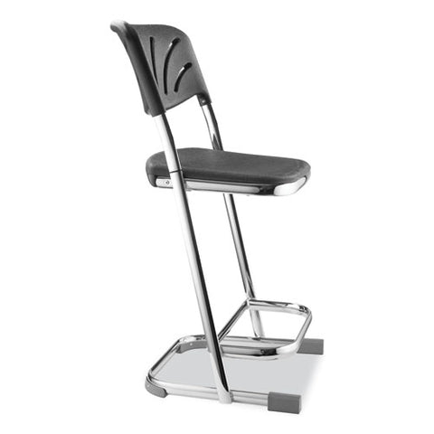 6600 Series Elephant Z-stool With Backrest, Supports Up To 500 Lb, 22" Seat Height, Black Seat, Black Back, Chrome Frame